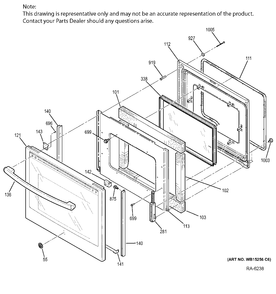 DOOR Diagram and Parts List for PCHB920SJ3SS  General Electric Range