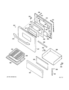 DOOR & DRAWER Diagram and Parts List for MCBS524K1WW  General Electric Range