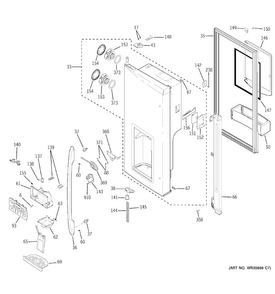 Dispenser Door Diagram and Parts List for PFCS1RKZHSS  General Electric Refrigerator