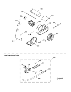 BLOWER & DRIVE Diagram and Parts List for GFMS150GD0WW  General Electric Dryer