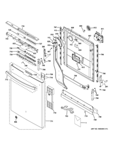Escutcheon & Door Assembly Diagram and Parts List for PDT750SMF2ES  General Electric Dishwasher