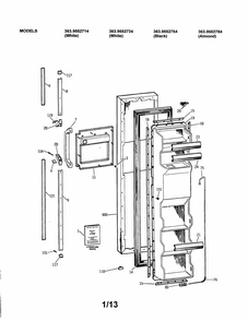 Freezer Door Diagram and Parts List for 3639552714  Kenmore Refrigerator