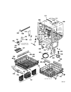 BODY Diagram and Parts List for GSD5211J00SB  General Electric Dishwasher