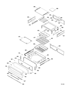 DRAWER Diagram and Parts List for PCS968SR1SS  General Electric Range