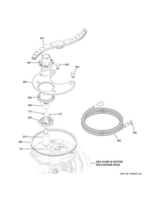 Sump & Filter Assembly Diagram and Parts List for DDT595SSJ0SS  General Electric Dishwasher