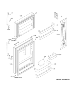 Doors Diagram and Parts List for GTS22KSNCRSS  General Electric Refrigerator