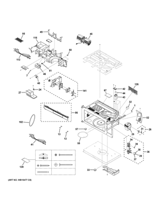 Oven Cavity Parts 1 Diagram and Parts List for CVM517P4M1W2  General Electric Microwave