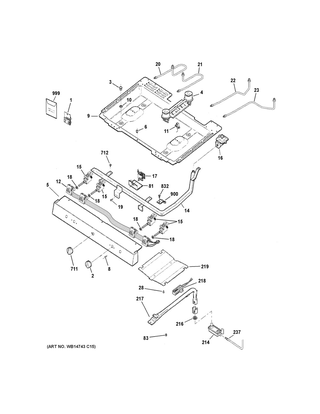 Gas & Burner Parts Diagram and Parts List for RGBS100DM2WW  General Electric Range