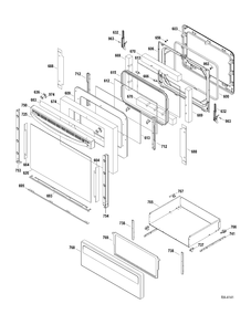 DOOR-DRAWER Diagram and Parts List for JCBP620DT1WW  General Electric Range