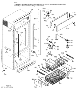 FREEZER SECTION, TRIM & COMPONENTS Diagram and Parts List for ZICS360NHALH  General Electric Refrigerator