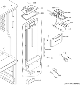 Fresh Food Section Diagram and Parts List for XFE26JSMWFSS  General Electric Refrigerator