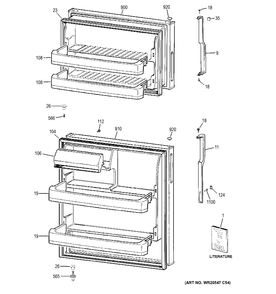 DOORS Diagram and Parts List for HTS17CBDJRWW  General Electric Refrigerator