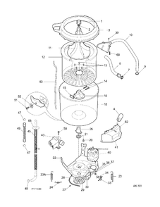 TUB & MOTOR Diagram and Parts List for MEX731CAS0  General Electric Washer
