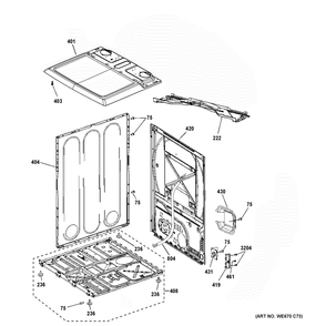 Cabinet And Top Panel Diagram and Parts List for HTX24EASK1WS  General Electric Dryer