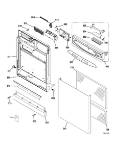 DOOR & ESCUTCHEON PARTS Diagram and Parts List for 40201-0  General Electric Dishwasher