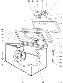 CABINET Diagram and Parts List for JHD12DRW  General Electric Freezer