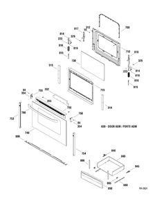 DOOR & DRAWER PARTS Diagram and Parts List for RCBS536DN1WW  General Electric Range