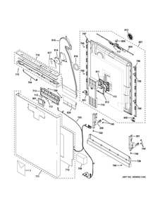 Escutcheon And Door Assembly Diagram and Parts List for CDT875M5NBS5  General Electric Dishwasher