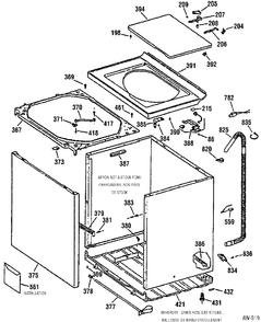 CABINET Diagram and Parts List for CCXR1060Y2WW  General Electric Washer