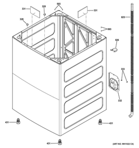 Cabinet Diagram and Parts List for GTW490ACJ1WS  General Electric Washer