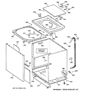 CABINET, COVER & FRONT PANEL Diagram and Parts List for GWSE5200B5WW  General Electric Washer