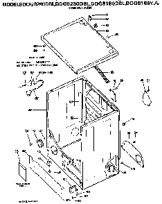 Cabinet Diagram and Parts List for DDG8180DBL  General Electric Dryer