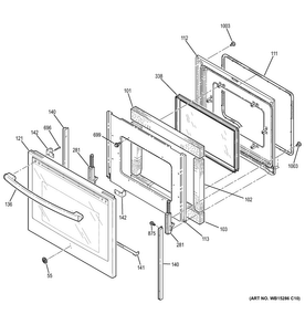 Door Diagram and Parts List for JB750DF4CC  General Electric Range