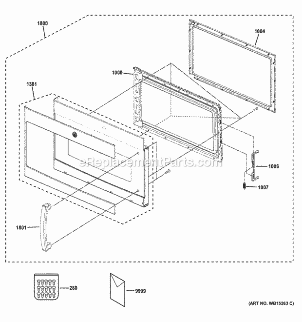 Door Parts Diagram and Parts List for PVM9179SF1SS  General Electric Microwave
