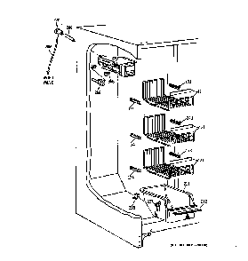 Freezer Section Diagram and Parts List for 36359575991  General Electric Refrigerator
