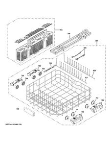 Lower Rack Assembly Diagram and Parts List for PDP795SYV3FS  General Electric Dishwasher