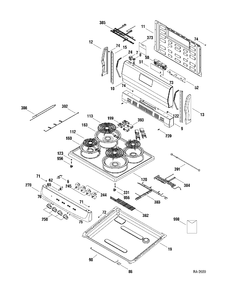 CONTROLS & COOKTOP Diagram and Parts List for JCAP750WM1WW  General Electric Range