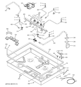 Gas & Burner Parts Diagram and Parts List for PGP976SET4SS  General Electric Cooktop