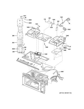 Interior Parts 2 Diagram and Parts List for ZSA1202J3SS  General Electric Microwave