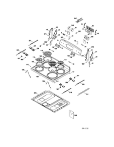 CONTROL PANEL & COOKTOP Diagram and Parts List for JCBP240DT2WW  General Electric Range
