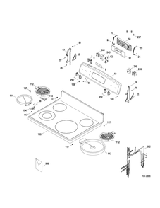 CONTROLS & COOKTOP Diagram and Parts List for JCBP68MP1BS  General Electric Range