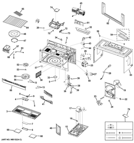 Oven Cavity Parts Diagram and Parts List for DVM7195DF1BB  General Electric Microwave