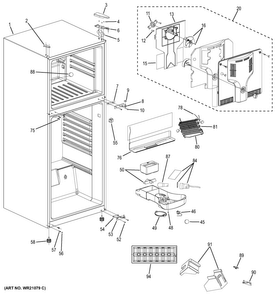 Cabinet Diagram and Parts List for GPS12FGHBSB  General Electric Refrigerator