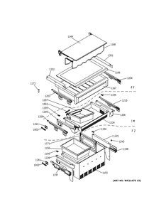 Shelves And Drawers Diagram and Parts List for ZIK30GNNCII  General Electric Refrigerator