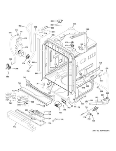 Body Parts Diagram and Parts List for PDF820SGJ0BB  General Electric Dishwasher