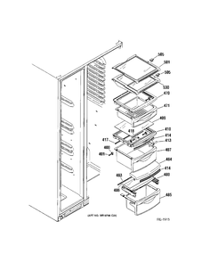 FF SHELVES Diagram and Parts List for PSE26KGECEWW  General Electric Refrigerator