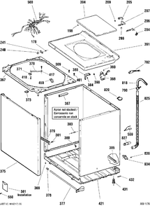 CABINET, COVER & FRONT PANEL Diagram and Parts List for ZCCB1030V1WC  General Electric Washer