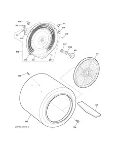 Drum Diagram and Parts List for GTX18ESSJ0WW  General Electric Dryer