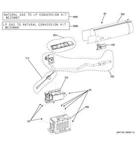 Gas Valve & Burner Assembly Diagram and Parts List for GTDL740GD1WW  General Electric Dryer
