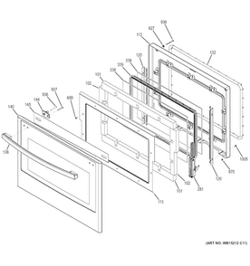 Door Diagram and Parts List for JT3000DF2BB  General Electric Wall Oven