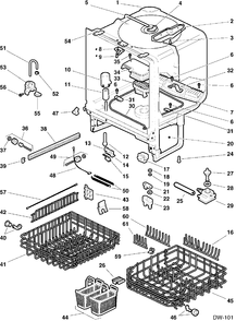 CABINET Diagram and Parts List for GSB9939SE117  General Electric Dishwasher
