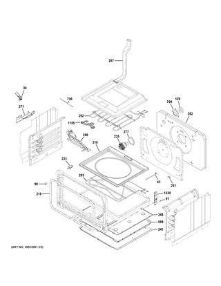 Lower Oven Diagram and Parts List for C2S950P2M1S1  General Electric Range