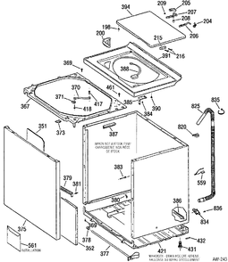 CABINET Diagram and Parts List for 51451Y2WW  General Electric Washer