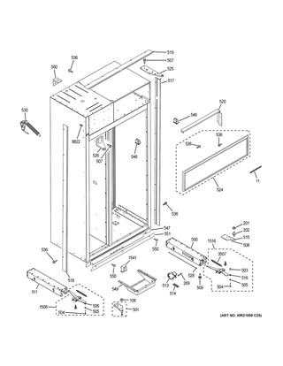 Case Parts Diagram and Parts List for ZISS480NKCSS  General Electric Refrigerator