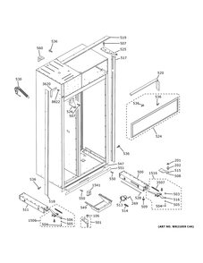 Case Parts Diagram and Parts List for PSB42YSNMSS  General Electric Refrigerator