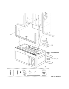 Installation Parts Diagram and Parts List for JNM3163DJ3BB  General Electric Microwave